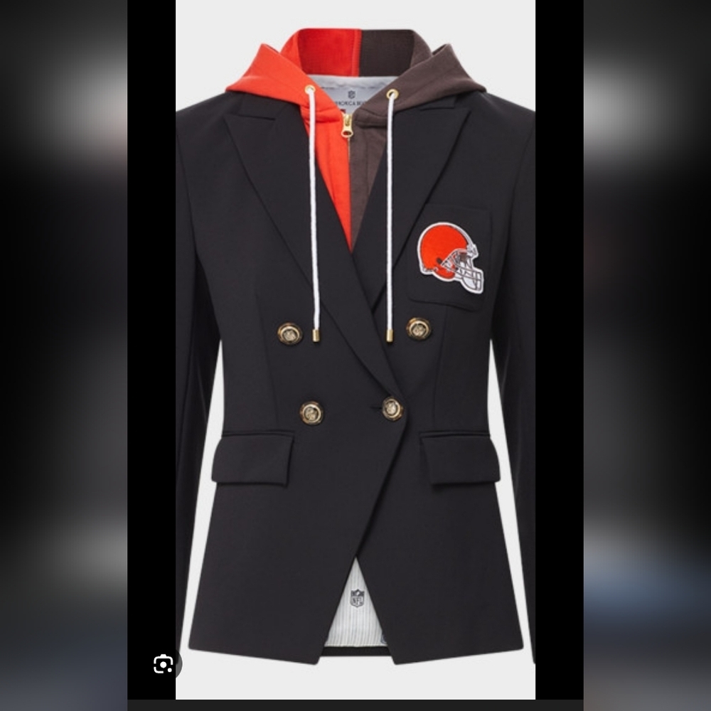 Veronica Beard x NFL Cleveland Browns Dickey Black Jacket No Hoodie US Size 12